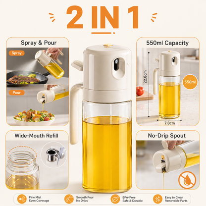 2-in-1 Glass Oil Spray Bottle