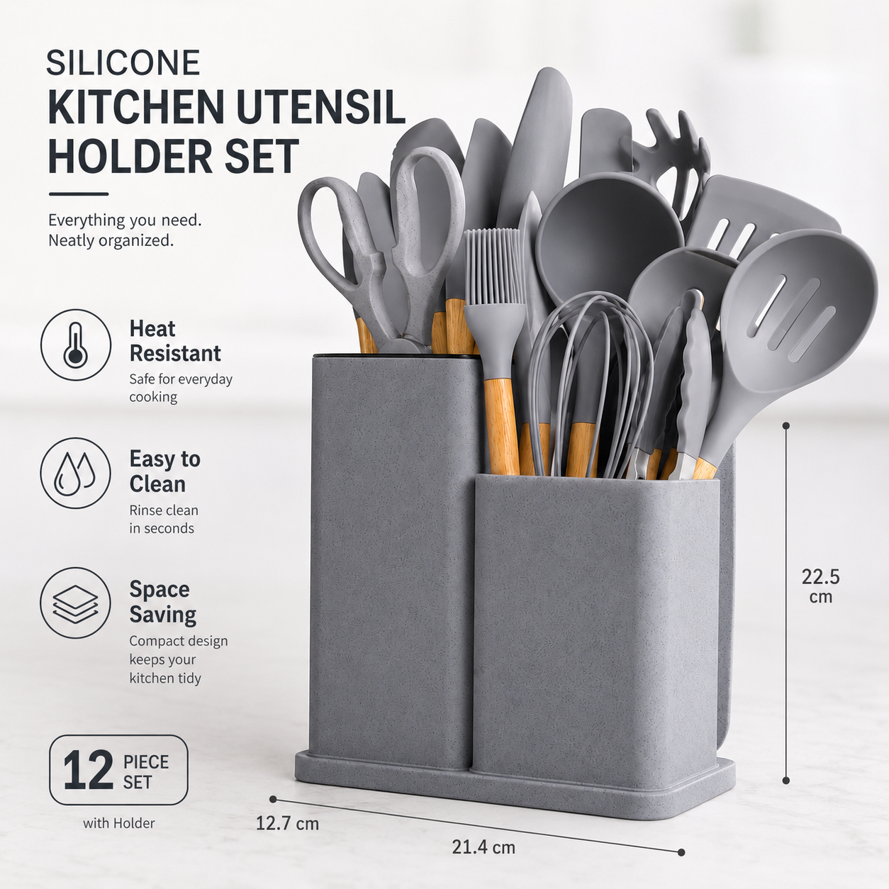 19 Piece Silicone Kitchen Utensil Set