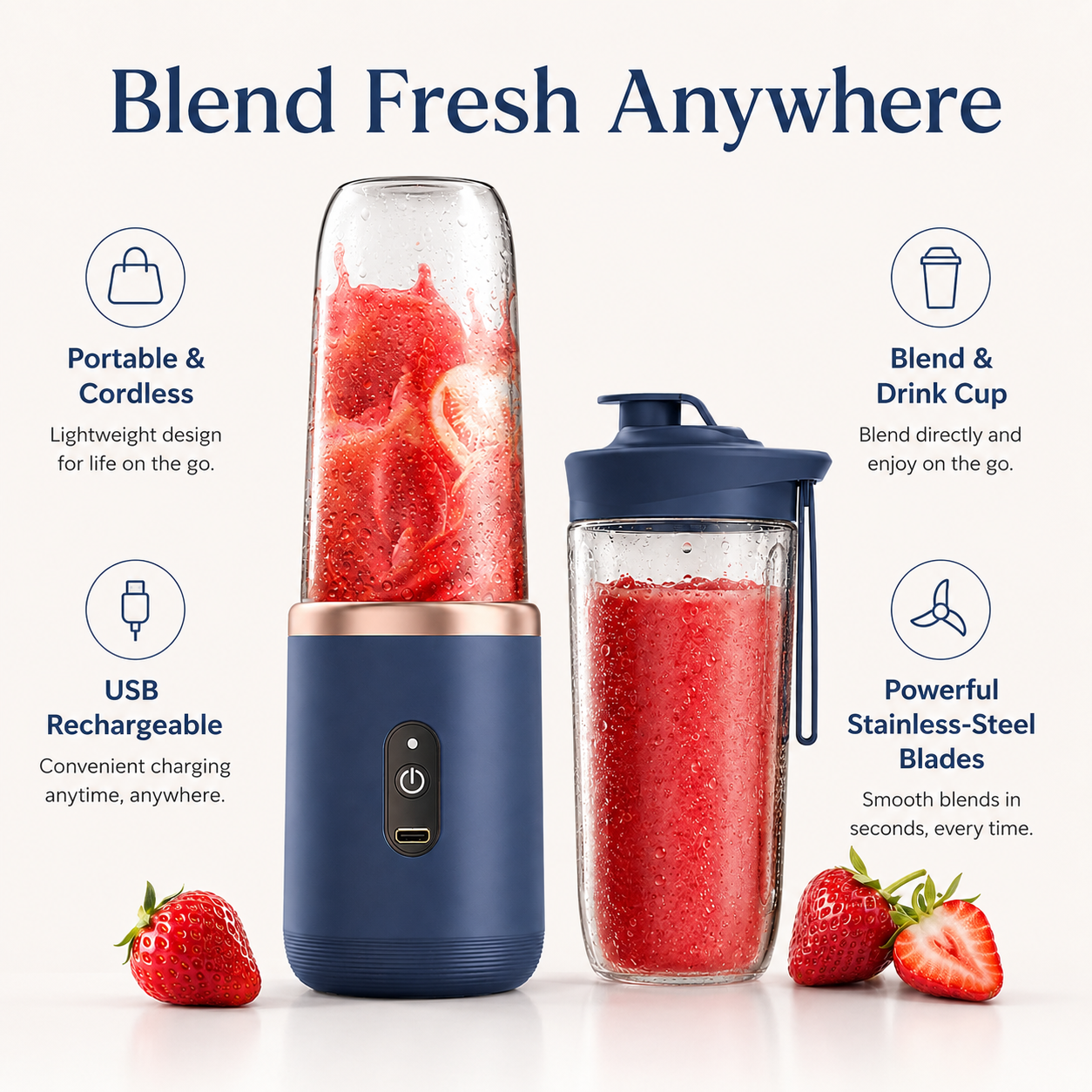Rechargeable Portable Blender + Smoothie Cup